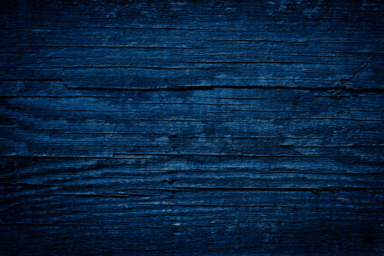 Texture Navy blue of old rough wood. Abstract background for design. Vintage retro