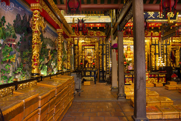 Interior design and decoration for people visit Guandi shrine and Jinping Temple of the Queen of Heaven at Shantou or Swatow city in Guangdong, China