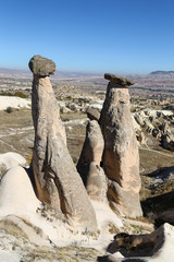 Three Beauties Fairy Chimneys in Urgup Town, Cappadocia, Nevsehir, Turkey © EvrenKalinbacak
