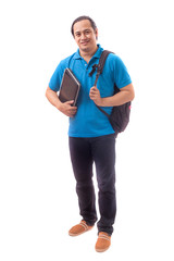 Fototapeta premium Young Asian Student With Laptop. Smiling Happily