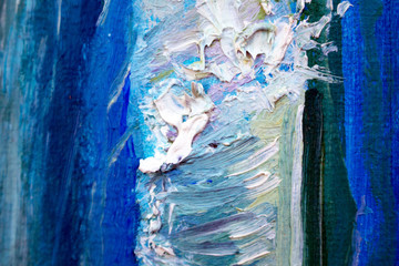 Abstract modern painting. Painting painted with a palette knife on canvas with oil paints in a large stroke.