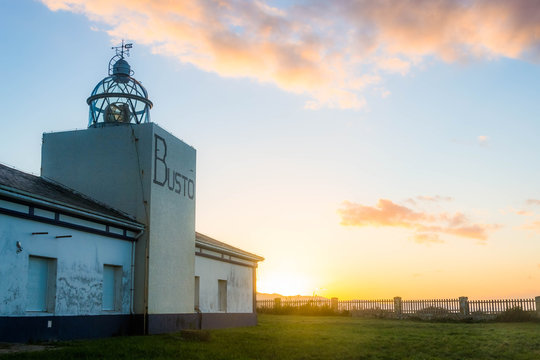 Sunset at Busto Lighthouse, Asturias, Spain