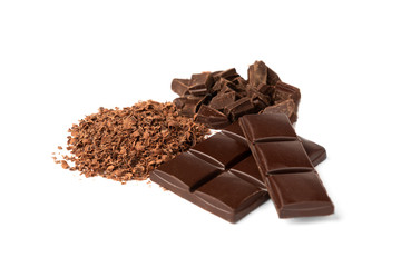Chocolate bar isolated on white background. 