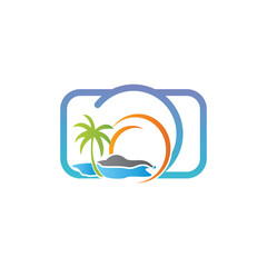 Ocean Photography, water, diving, camera, vector logo template - Vector