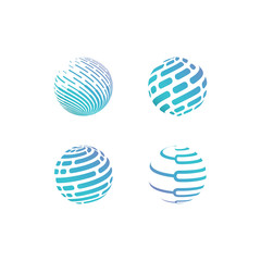 Digital world - vector business logo template concept illustration. Globe abstract sign and electronic network. Global technology design element. - Vector 