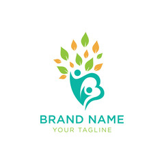 Obraz premium Creative people care with leaf logo template - Vector