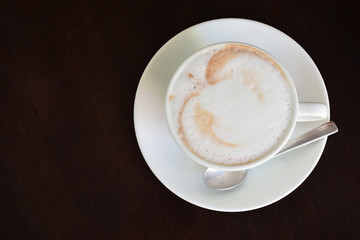 Cup of hot coffee, hot milk, cappuccino, latte, green tea