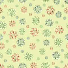 Flowers on a yellow background. Seamless pattern.