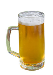 Glass of light beer isolated on white