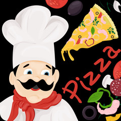 cover background_18_illustration, on the theme of Italian pizza cuisine, for decoration and design