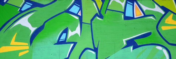 Fragment of colored street art graffiti paintings with contours and shading close up