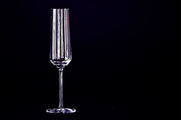 empty clean glasses for champagne