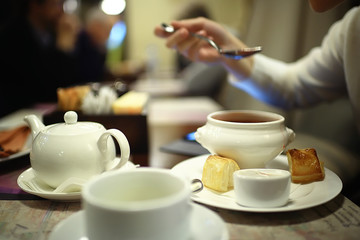 borsch restaurant / serving Russian national dishes, borsch in a restaurant, Russian cuisine