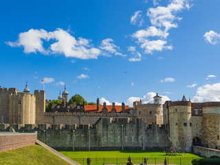 View of Tower of London on a bright sunny day.