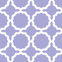 Abstract seamless pattern with wavy rings. White rings on lilac background