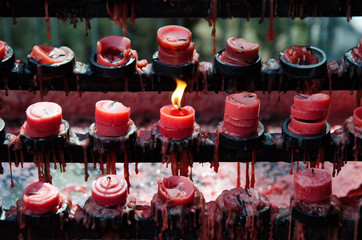 Philippines. Candles in the church. Religion and culture.