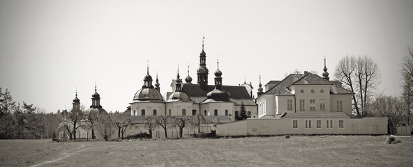 Klokoty, Tabor, Czech republic, centre of pilgrimage, black and white