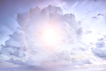 abstract background clouds on the sky with sun / sunset landscape background, watercolor light soft...