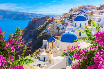 Fototapeta Wyspa Santorini w bajecznej scenerii, Grecja obraz