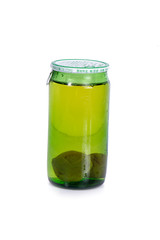 Japanese plum wine called umeshu, on white background