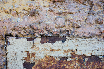 Rusty old scratched metal and stone surface