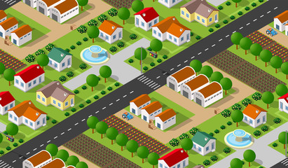 Isometrics village seamless