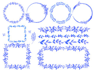 Obraz premium Hand drawn leaves wreath set of design 