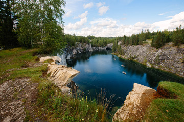 Famous beautiful marble quarry Ruskeala, Karelia, Russia