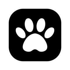The dog's track in the black square. cat and dog paw print inside square