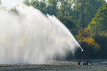 Irrigation system on field, Germany, Europe