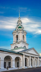 Fototapeta na wymiar Bell tower of the Saviour orthodox church. City of Kostroma, Russia