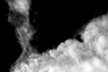 White cloud, Fluffy texture , Abstract, isolated on black background