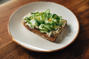 Cucumber sandwich served on a plate