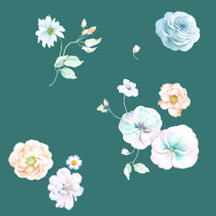 Beautiful watercolor flowers for your design and greeting cards for the holiday