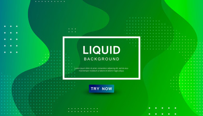 Green liquid color background. Dynamic textured geometric element design with dots decoration. Modern gradient light vector illustration.