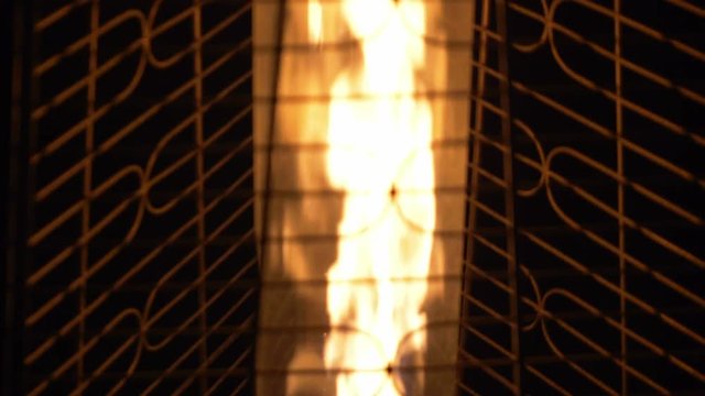Fireplace in a cage in 4k slow motion 60fps