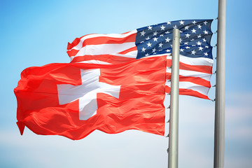 Flags of Switzerland and the USA