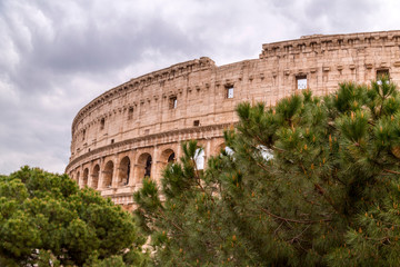 Exterior view of the ancient Roman Colloseum in Rome