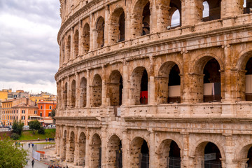 Exterior view of the ancient Roman Colloseum in Rome