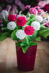 A bouquet of flowers in a vase