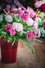 A bouquet of flowers in a vase