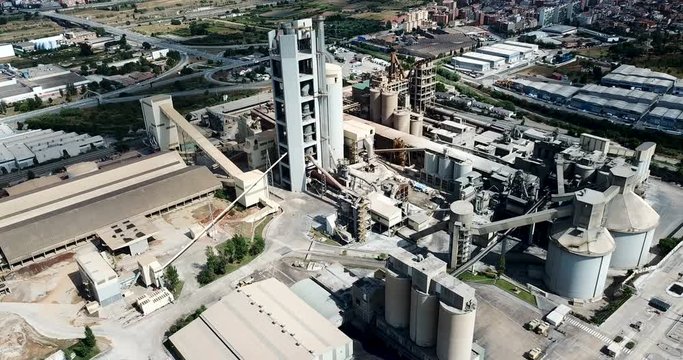 Aerial view of cement production plant