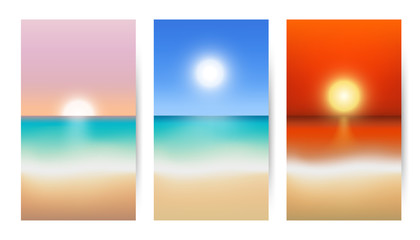 Naklejka premium Beach and Sea blur background - Sunrise or sunset - Vector