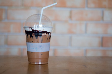 Iced coffee mocha with foam milk