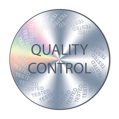 quality control round hologram realistic sticker. Vector element for product quality guarantee