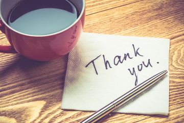 Romantic message written on napkin