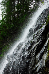 high mountain waterfall in the woods , Yalinsky mountain waterfall , Ukraine , Carpathians