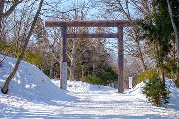 The torii at the entrance of Hokkaido Shrine