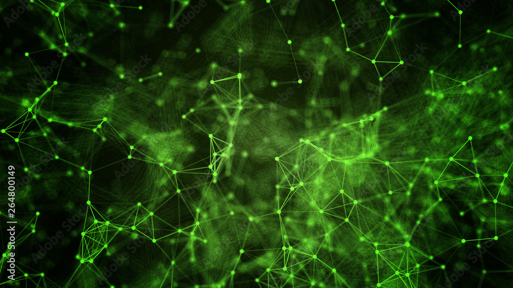 Wall mural abstract digital technology system platform dot line light stars galaxy connecting cyber space flow 