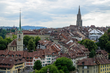 Fototapeta na wymiar Bern Swiss old town clock house tower river